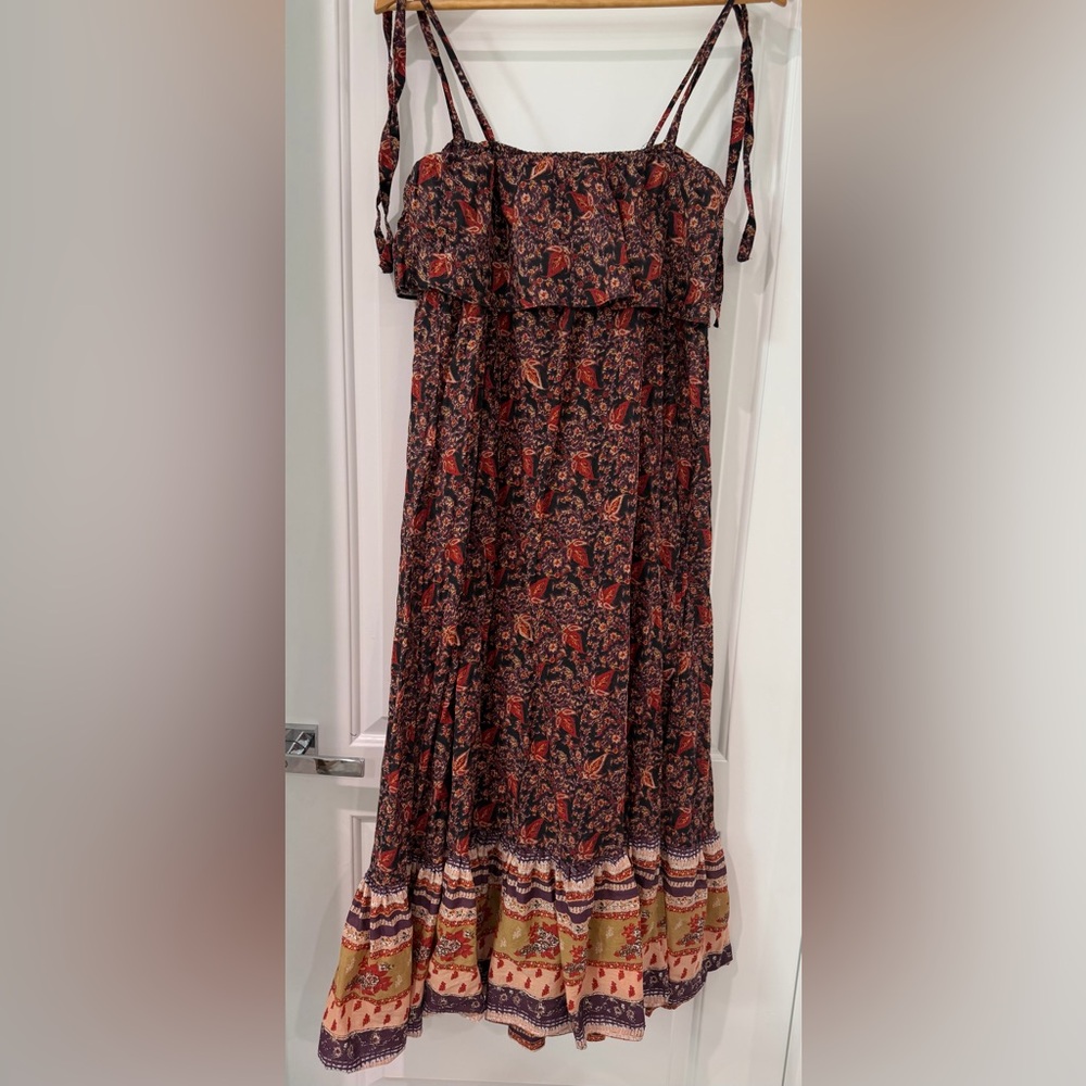 FREE PEOPLE Tangier Babydoll Maxi Dress In Dark Combo Size Small - Picture 9 of 9